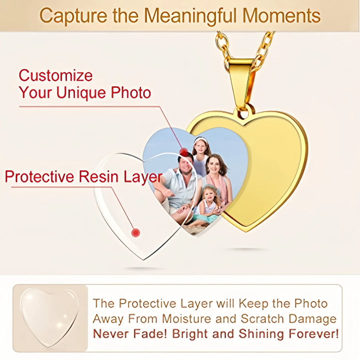 Personalized Heart Photo Necklace – Stainless Steel | Classic Women's Gift