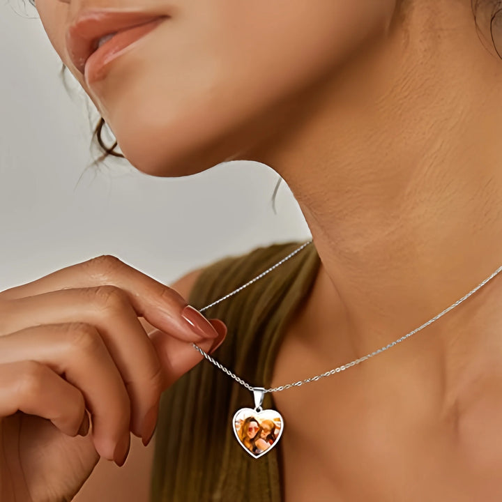 Personalized Heart Photo Necklace – Stainless Steel | Classic Women's Gift