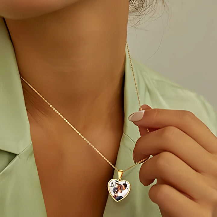 Personalized Heart Photo Necklace – Stainless Steel | Classic Women's Gift