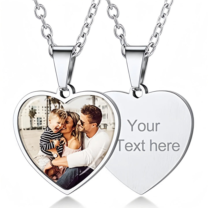 Personalized Heart Photo Necklace – Stainless Steel | Classic Women's Gift