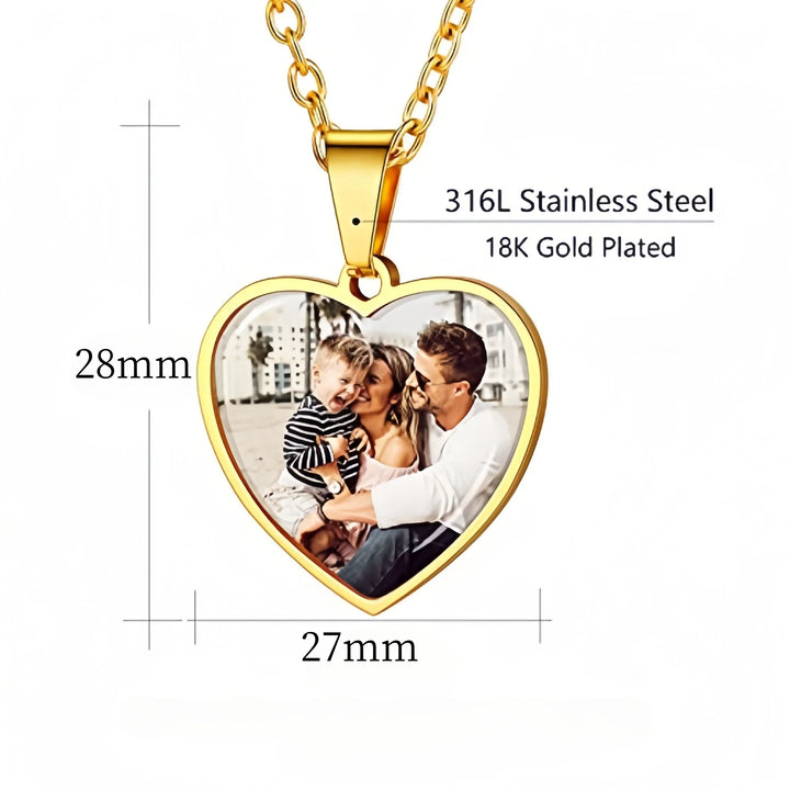 Personalized Heart Photo Necklace – Stainless Steel | Classic Women's Gift