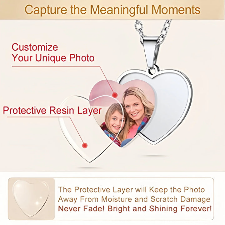 Personalized Heart Photo Necklace – Stainless Steel | Classic Women's Gift