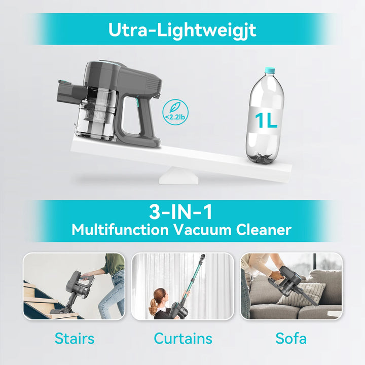 INSE 175W Cordless Handheld Vacuum Cleaner with HEPA Filter – 0.6L to 1L Capacity