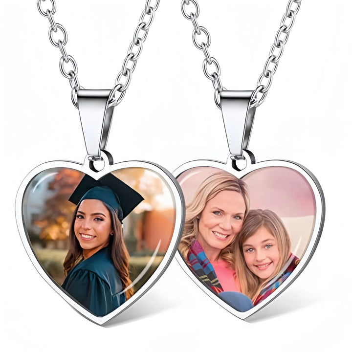 Personalized Heart Photo Necklace – Stainless Steel | Classic Women's Gift