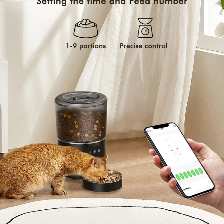 NPET 4L Automatic smart pet feeder for cats dogs multiple pets with stainless steel bowl Customize healthy food 1-9 portions