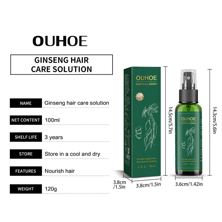 Ouhoe 100ml Ginseng Hair Growth Spray Repair Dry Frizzy Hair Oil Avocado Moisturize Hair Mask Nourish Scalp  Anti Hair Loss Mist