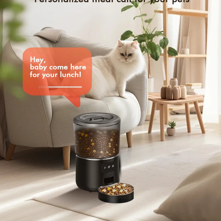 NPET 4L Automatic smart pet feeder for cats dogs multiple pets with stainless steel bowl Customize healthy food 1-9 portions