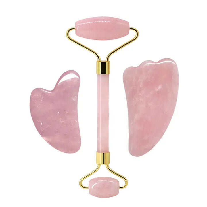 Facial Massage Kit – Rose Quartz Roller & Gua Sha