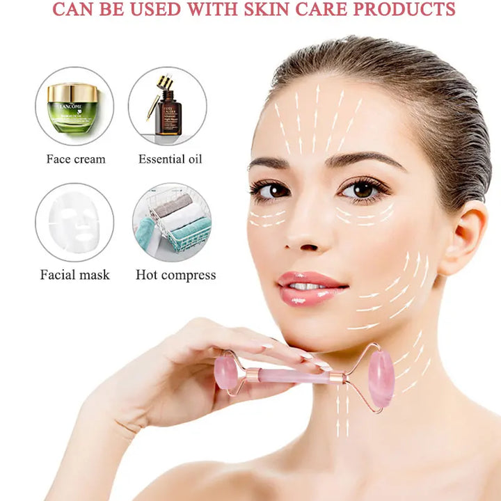 Facial Massage Kit – Rose Quartz Roller & Gua Sha