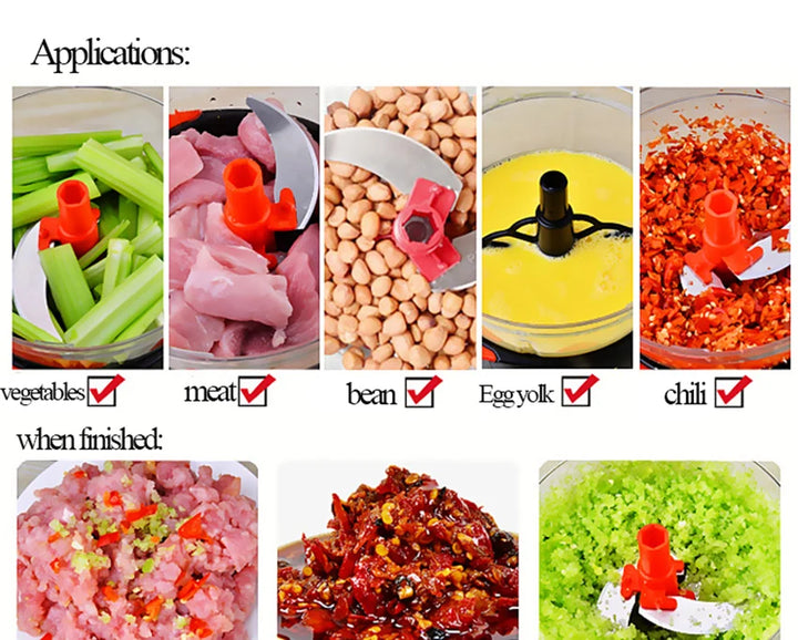 Mixer Food Processor Kitchen Manual Egg Blender Meat Grinder Vegetable Chopper Shredder Stainless Steel Blade Cutter Mincer