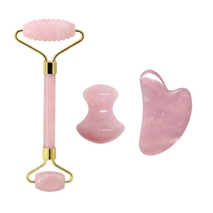 Facial Massage Kit – Rose Quartz Roller & Gua Sha