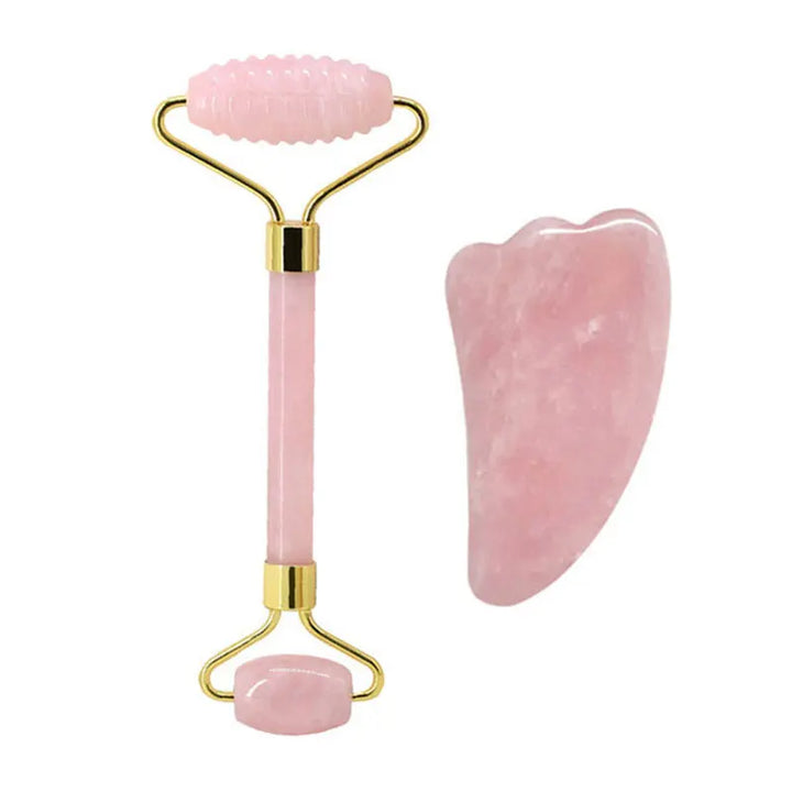 Facial Massage Kit – Rose Quartz Roller & Gua Sha