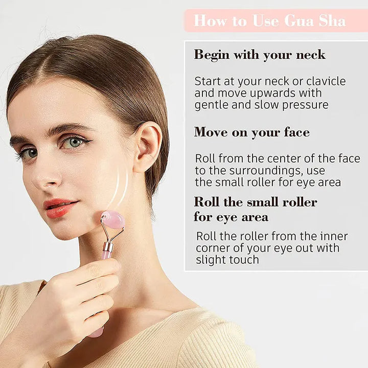 Facial Massage Kit – Rose Quartz Roller & Gua Sha