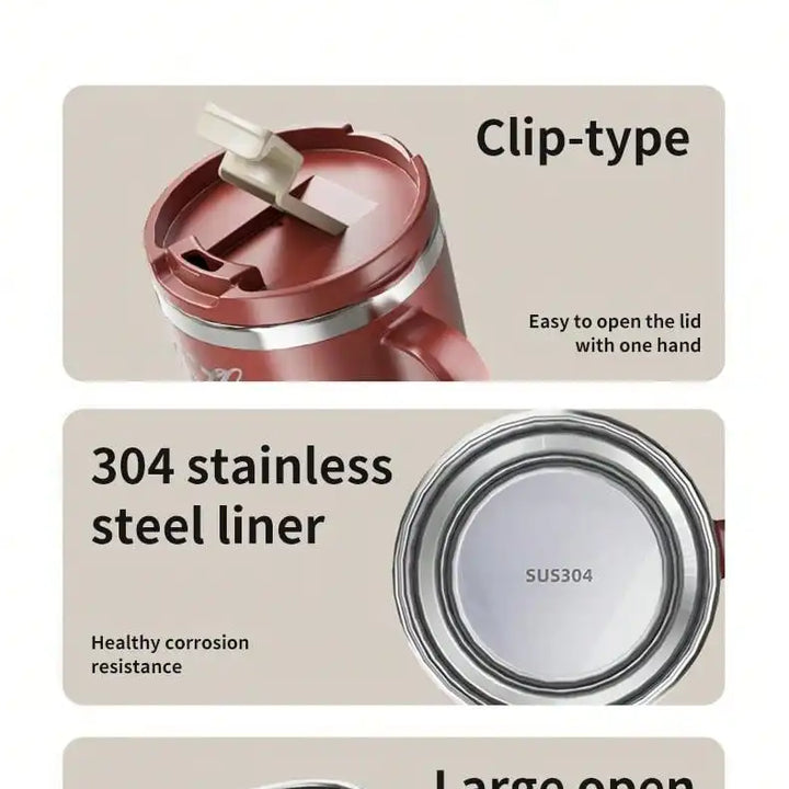 400/480ml Stainless Steel Thermal Cup with Lid and Handle – WORTHBUY