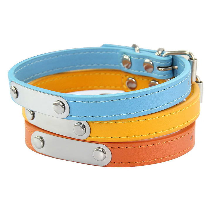 Custom Leather Collar for Dogs and Cats – Padded Comfort with Engraved Name & Phone Number