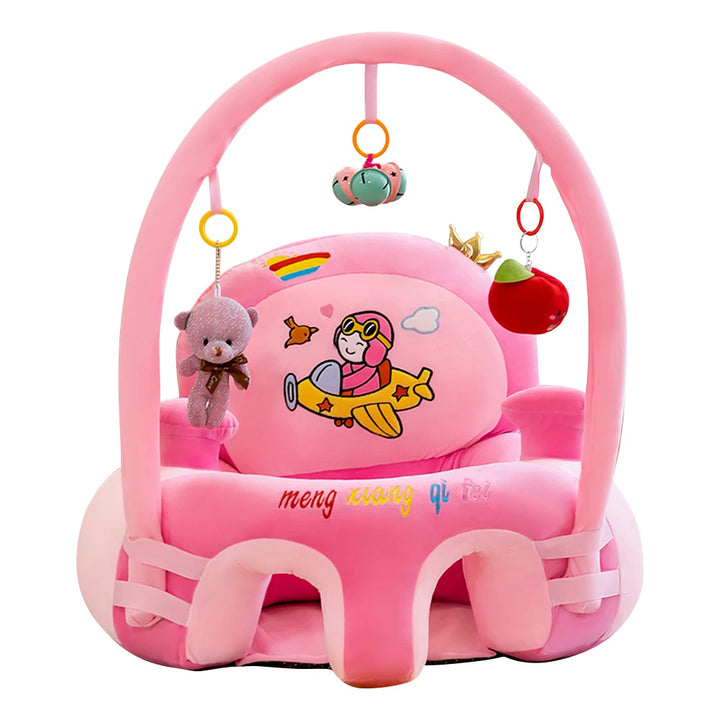 Cartoon Infant Learning Sit Sofa Skin Plush Support Feeding Chair Without Cotton