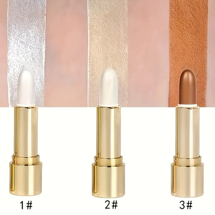 1pc/3pcs/Highlight And Contour Stick, Side Shadow Face Concealer Highlighter Stick, Golden Tube Pearl Shimmering Concealer Stick