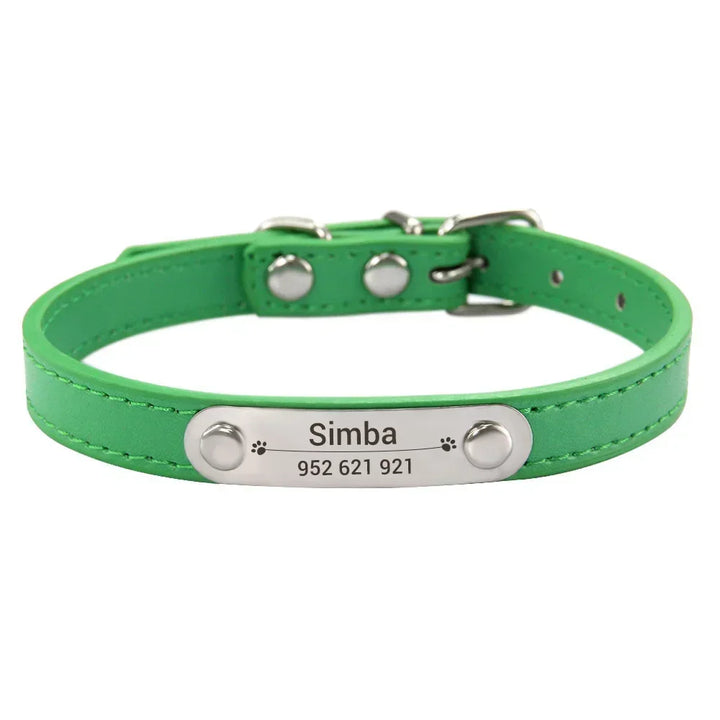 Custom Leather Collar for Dogs and Cats – Padded Comfort with Engraved Name & Phone Number