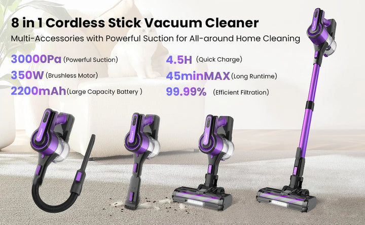 INSE 350W Cordless Portable Vacuum Cleaner – 0.6L to 1L Capacity