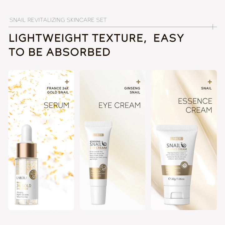 LAIKOU Revitalizing Skincare Set – Snail Moisturizing Cream | Unisex | Face Use | 3-Year Shelf Life