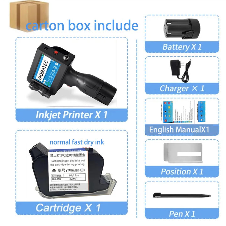 S1730/1750  28 language date number logo expiry date label plastic carton hand jet handheld thermal inkjet printer