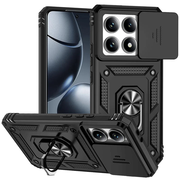 For Xiaomi 14T Pro Case Car Magnetic Ring Stand Rotating Slide Camera Lens Military Grade Armor Shockproof Cover for Xiaomi 14T