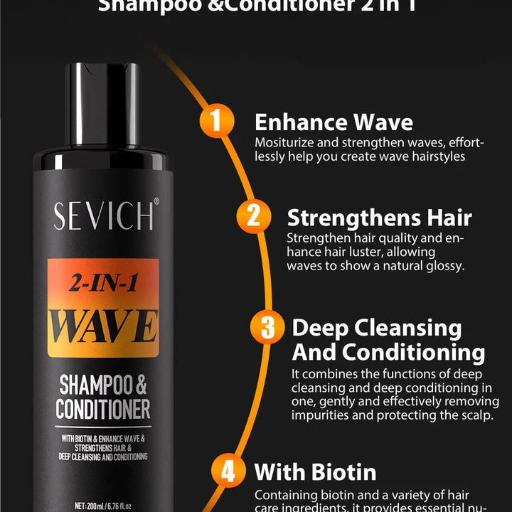Deep Wave Control Pomade Shampoo Kit Biotin Prevent Hair Loss Edge Control Gel Sport Strong Hold Wave Hair Gel For African Men