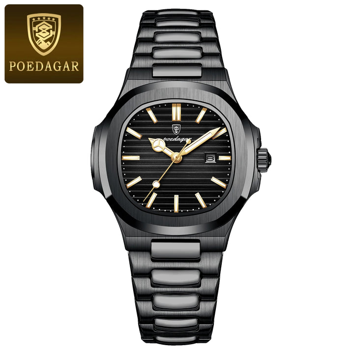 POEDAGAR Luxury Casual Quartz Watch | Waterproof, Luminous Hands, Stainless Steel Band