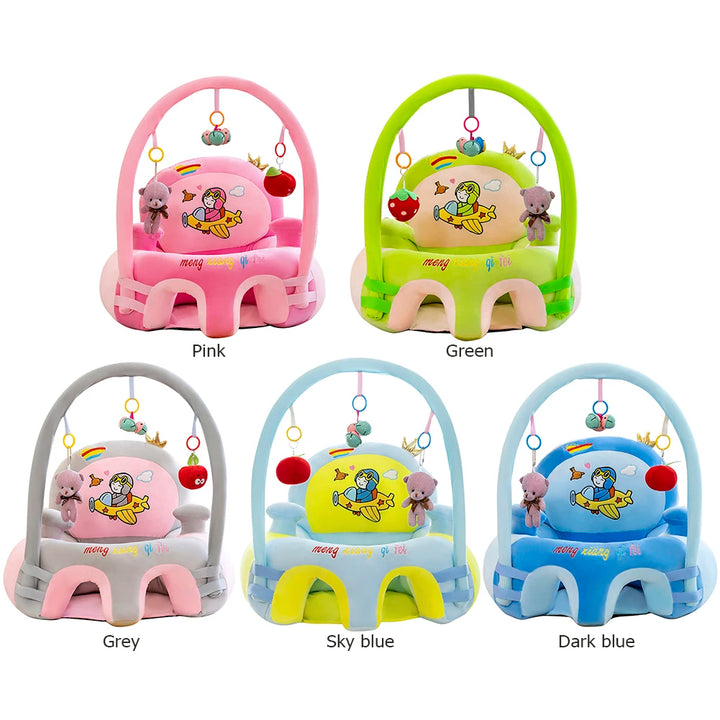 Cartoon Infant Learning Sit Sofa Skin Plush Support Feeding Chair Without Cotton