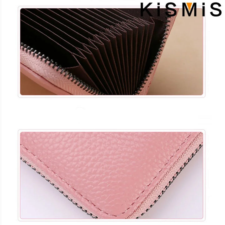 Unisex Genuine Leather Card Holder – Compact with Zipper