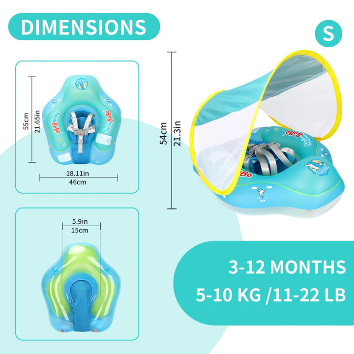 Swimbobo New Upgrade Baby Swimming Pool Float With Canopy Inflatable Infant Floating Ring Kids Swim Circle Bathing Summer Toys