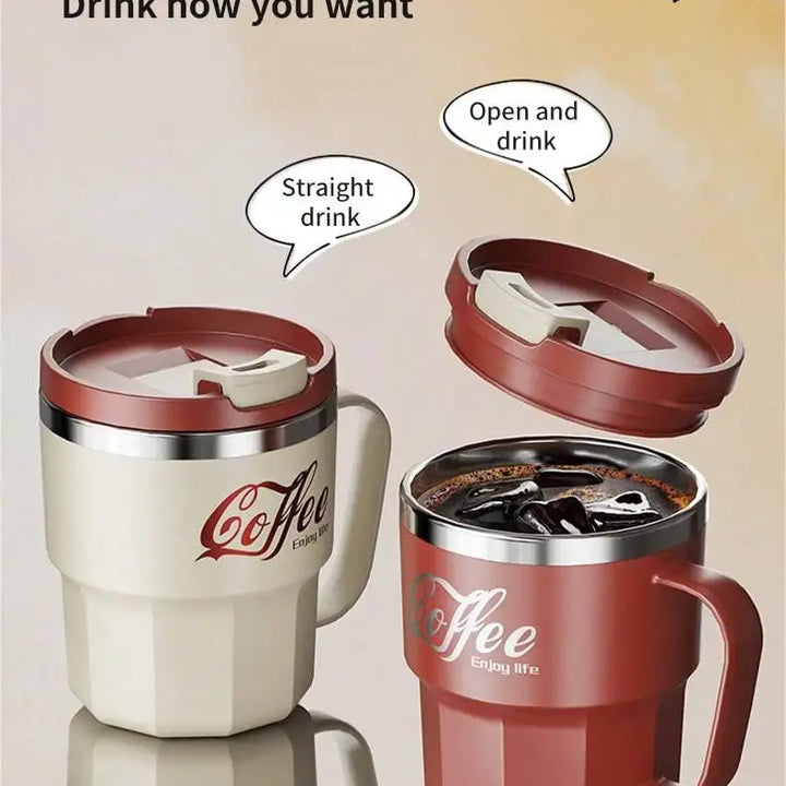 400/480ml Stainless Steel Thermal Cup with Lid and Handle – WORTHBUY