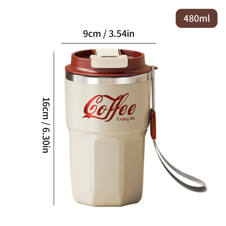 400/480ml Stainless Steel Thermal Cup with Lid and Handle – WORTHBUY