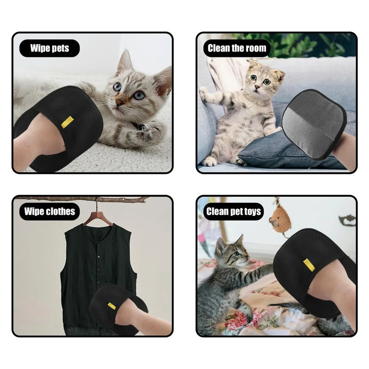 Multi Surface Pet Hair Remover New Grooming Gloves with Static Brush for Dog Cat Sofa Carpet Clothes Dusting Cleaning Tool‌