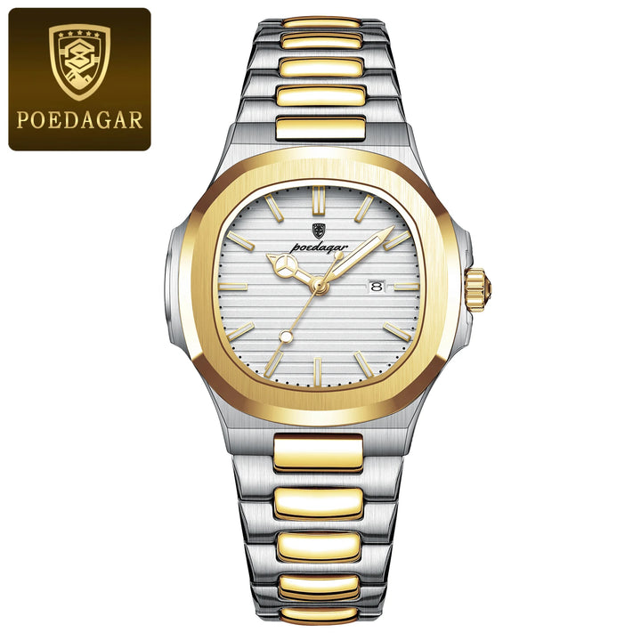 POEDAGAR Luxury Casual Quartz Watch | Waterproof, Luminous Hands, Stainless Steel Band