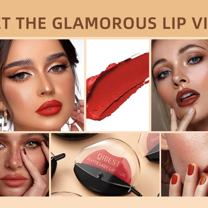 Lip-shaped lipstick seal Sip into makeup lazy blush lipstick Matte makeup effect Moisturizing lip gloss Waterproof non-stick cup
