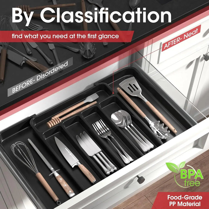 Optimize your kitchen space with this expandable cutlery drawer organizer