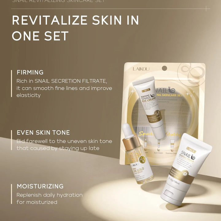 LAIKOU Revitalizing Skincare Set – Snail Moisturizing Cream | Unisex | Face Use | 3-Year Shelf Life