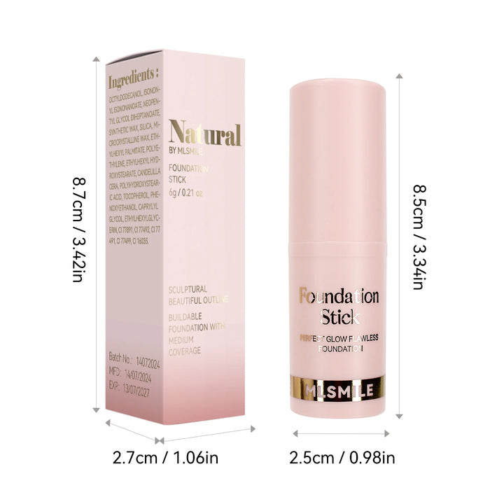 Foundation Stick - Matte Finish, Blendable Cream Formula with Natural Glow, Long-Lasting, Waterproof, Easy-to-Use Makeup