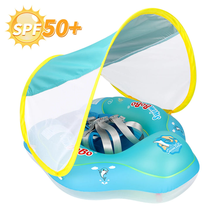Swimbobo New Upgrade Baby Swimming Pool Float With Canopy Inflatable Infant Floating Ring Kids Swim Circle Bathing Summer Toys