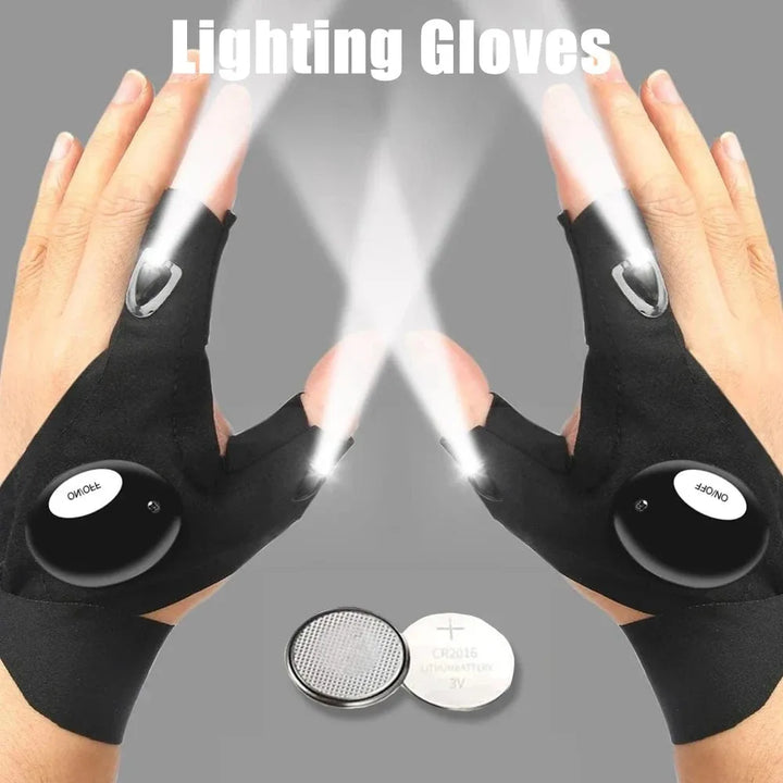 LED Flashlight Gloves – Waterproof Fingerless Gloves for Running, Cycling, Fishing & Camping