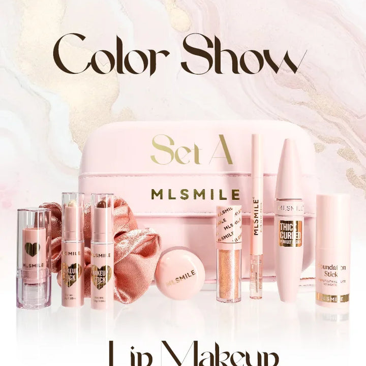 Face Makeup Set Portable Travel Size Lip Mud Mascara Blush Eyeliner Eyeshadow Contour Stick Highlighter Foundation Eyebrow Pen