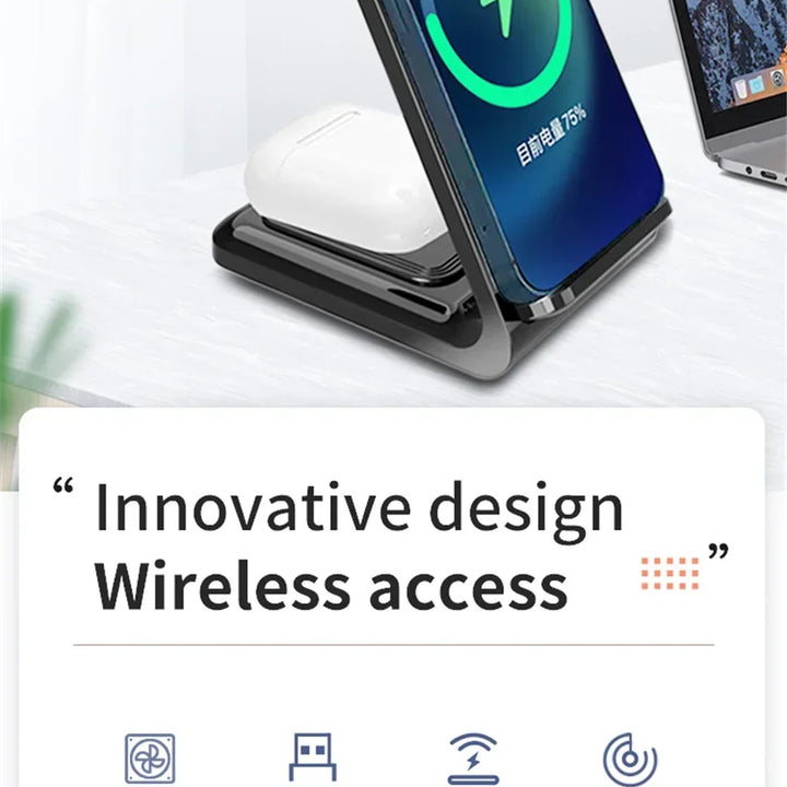 VIKEFON 30W Wireless Charger for iPhone – Type-C, Stand & Cable