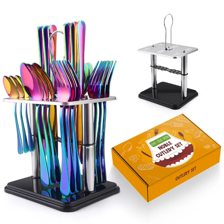 Hammer Pattern Flatware Set – 24 Pcs Knife Fork Spoon