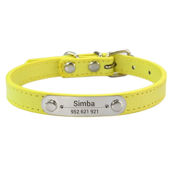Custom Leather Collar for Dogs and Cats – Padded Comfort with Engraved Name & Phone Number