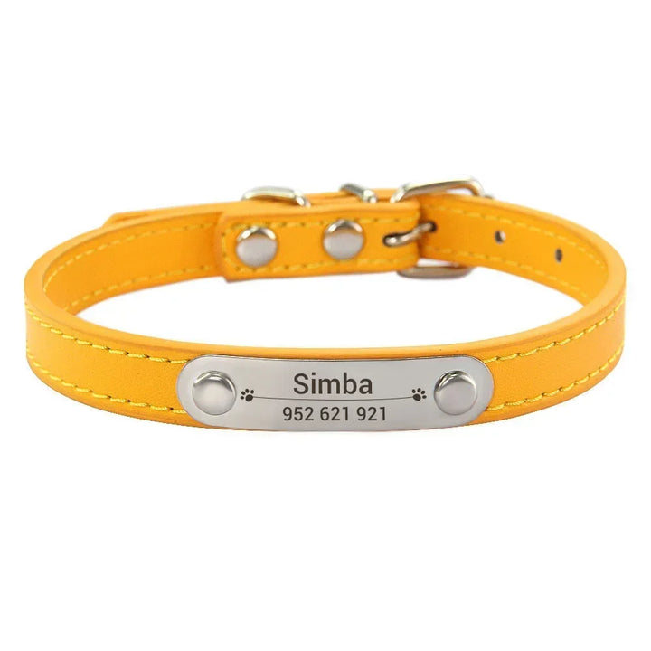 Custom Leather Collar for Dogs and Cats – Padded Comfort with Engraved Name & Phone Number