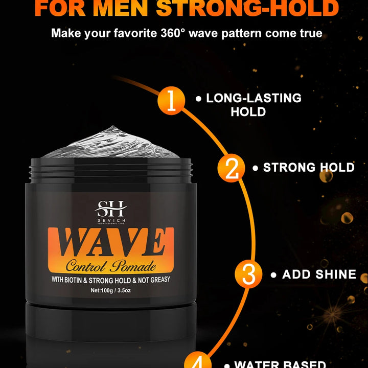 Deep Wave Control Pomade Shampoo Kit Biotin Prevent Hair Loss Edge Control Gel Sport Strong Hold Wave Hair Gel For African Men