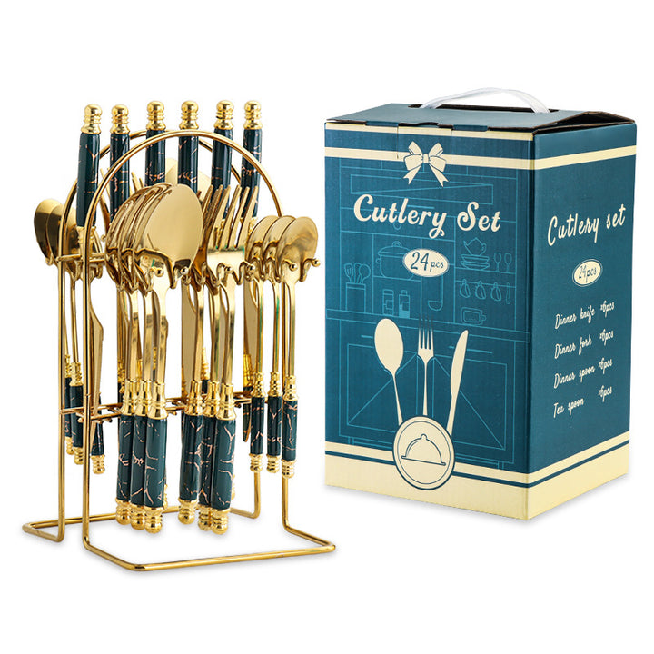 Hammer Pattern Flatware Set – 24 Pcs Knife Fork Spoon