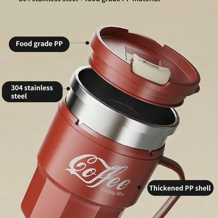 400/480ml Stainless Steel Thermal Cup with Lid and Handle – WORTHBUY