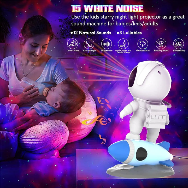 Galaxy Projector Rocket Astronaut – LED Night Light 5V for Bedroom or Gift